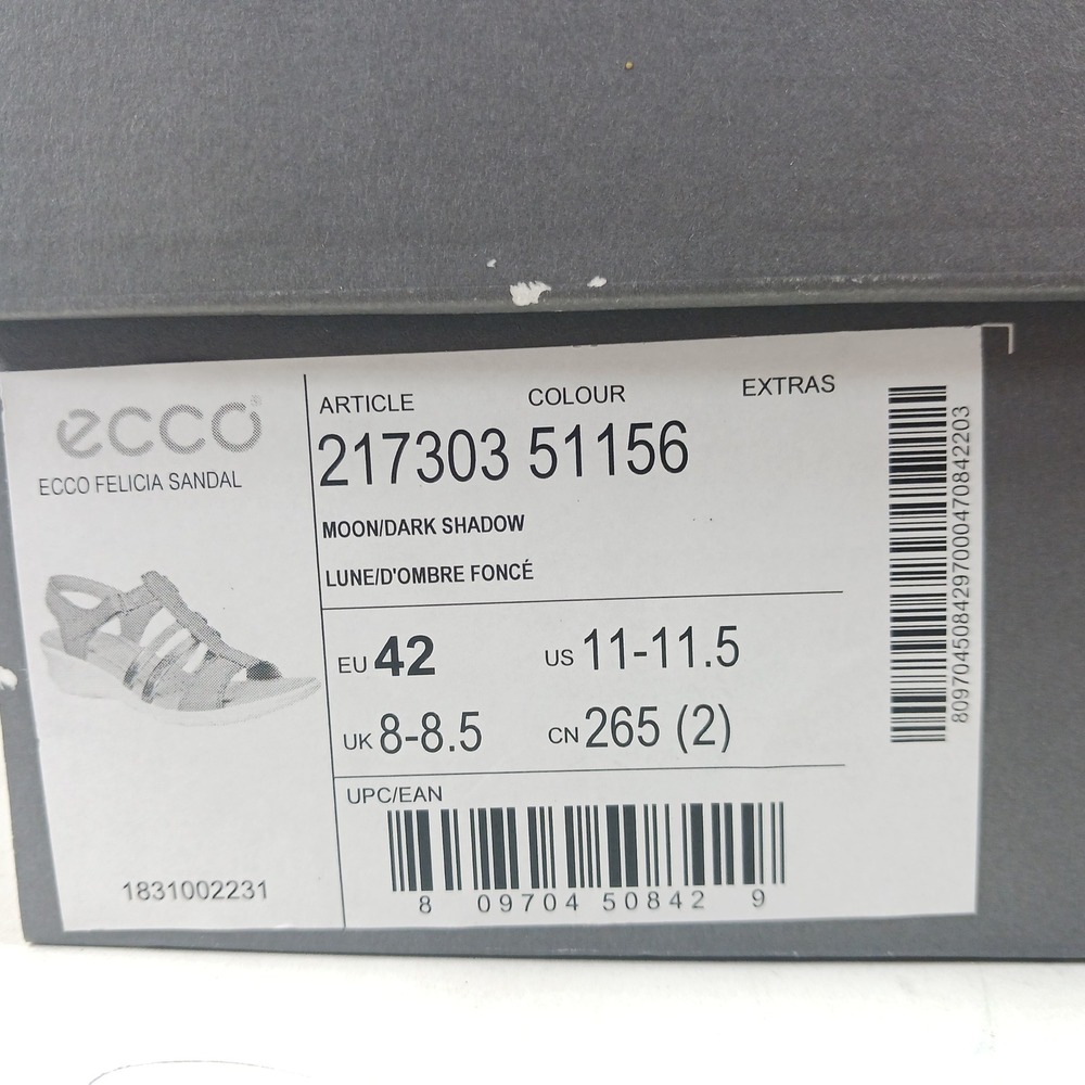 ECCO Felicia Sandal Moon Dark Shadow Leather Wedge 217303 51156 Womens 11-11.5 - Picture 2 of 10